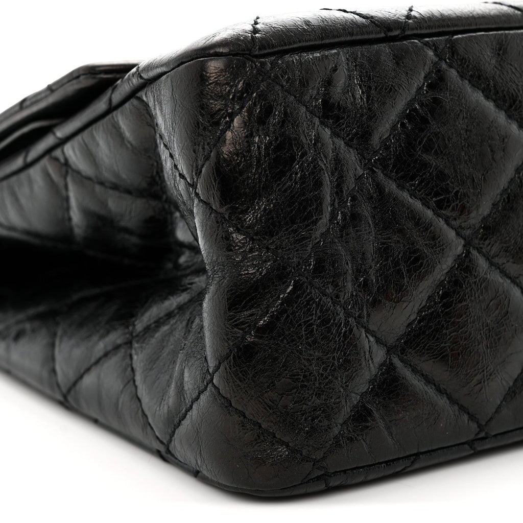 Metallic Aged Calfskin Quilted 2.55 Reissue 227 Flap Black