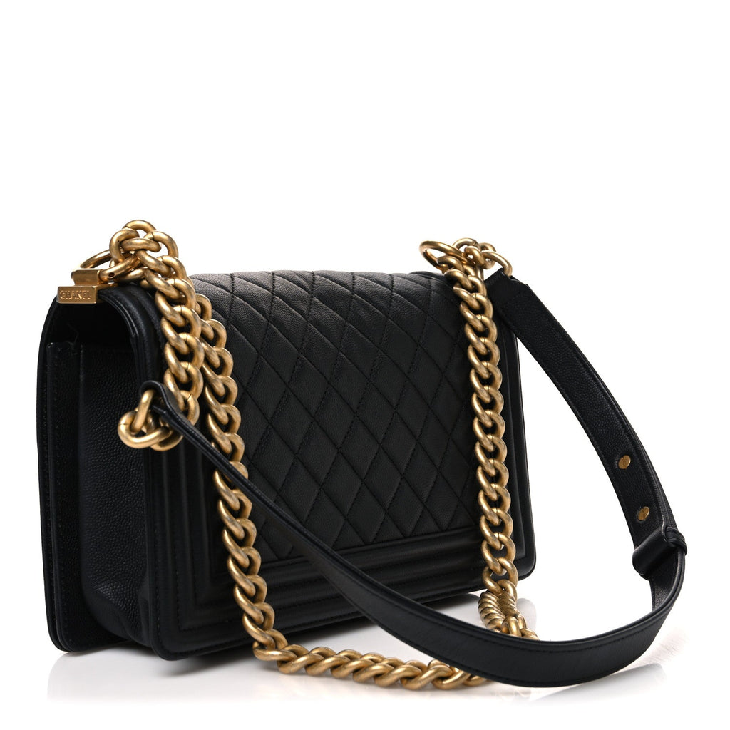 Caviar Quilted Medium Boy Flap Black