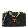 Goatskin Quilted Large Chanel 19 Flap Black