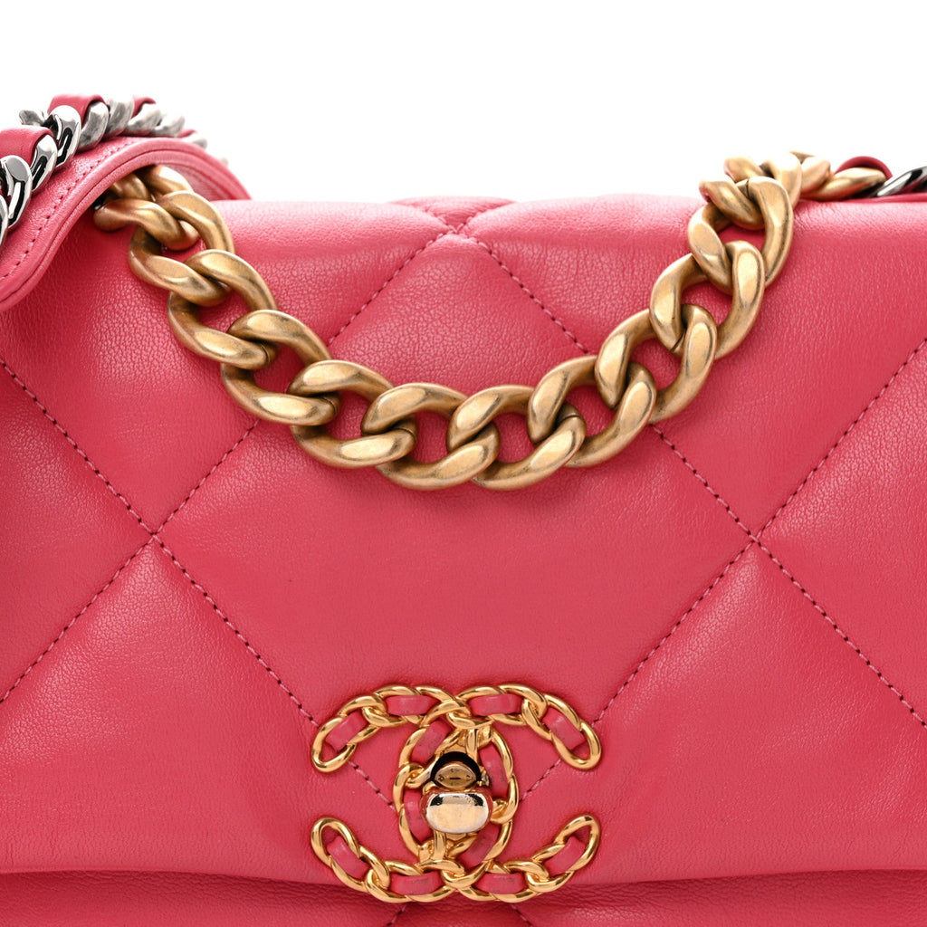 Lambskin Quilted Medium Chanel 19 Flap Light Pink