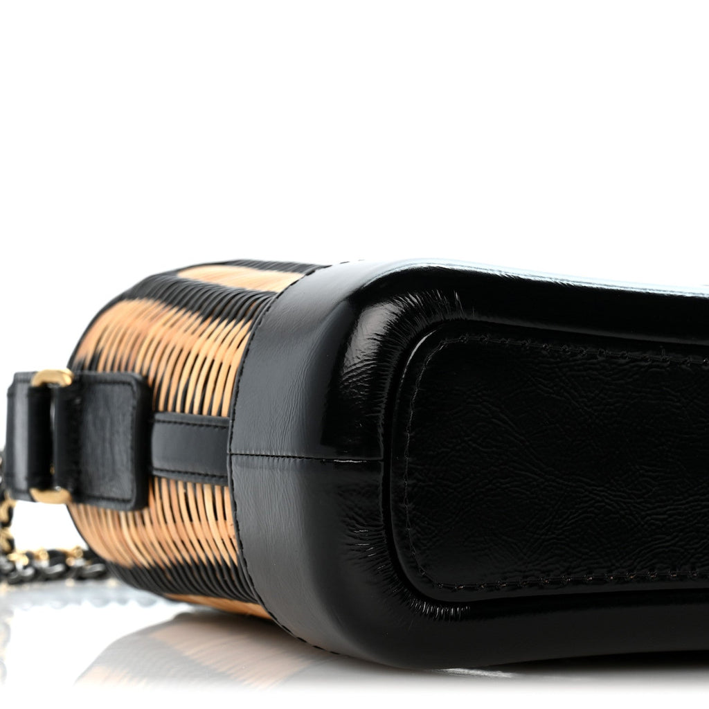 Rattan Calfskin Small Gabrielle Hobo Beige Black