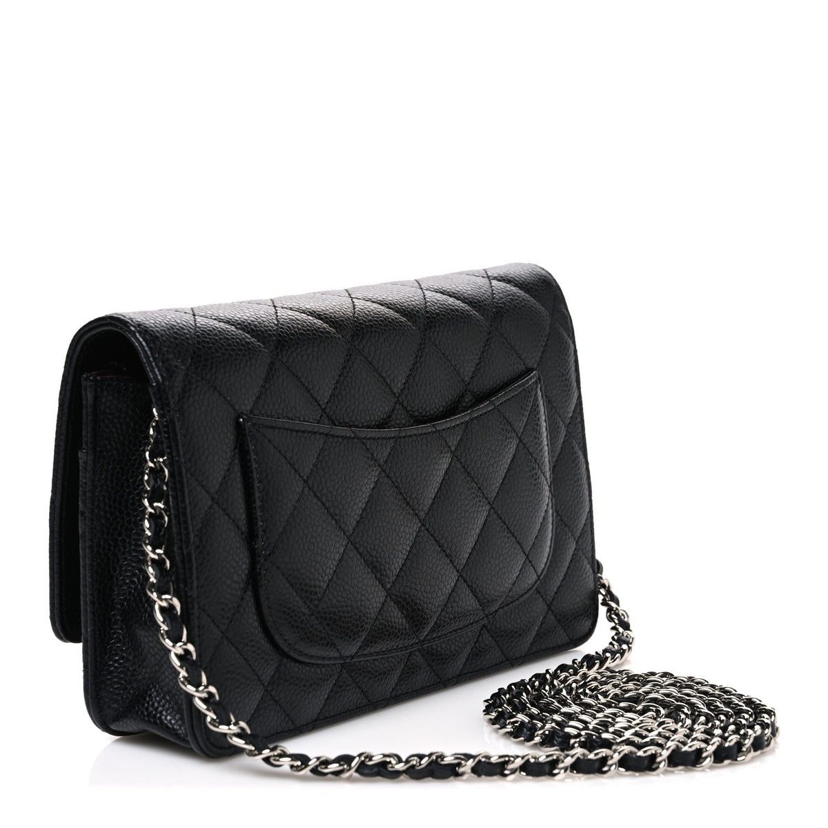 Caviar Quilted Wallet on Chain WOC Black