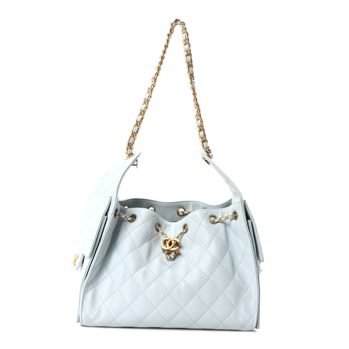 Caviar Quilted Small Chanel 25 Handbag Light Blue