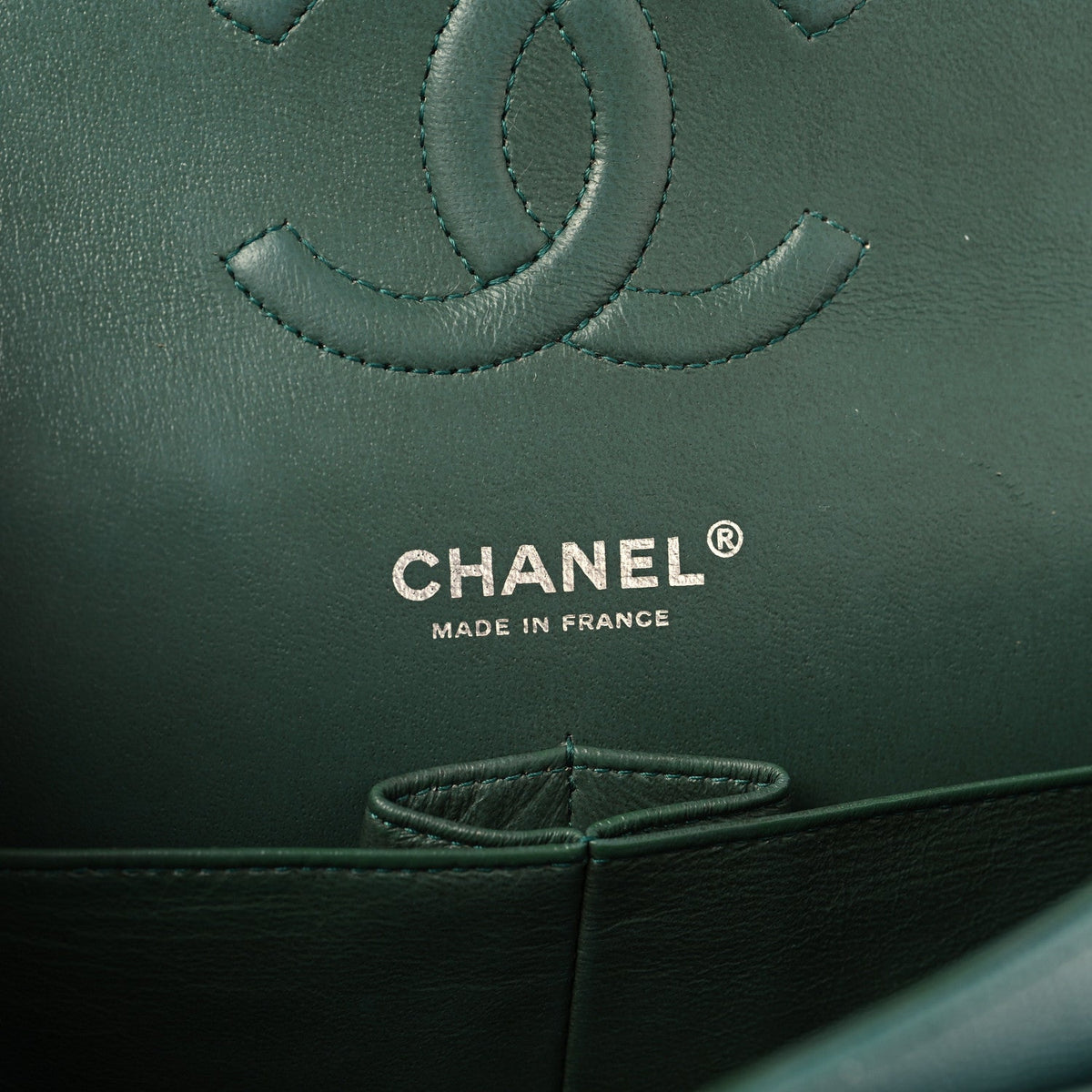 Caviar Quilted Medium Double Flap Green