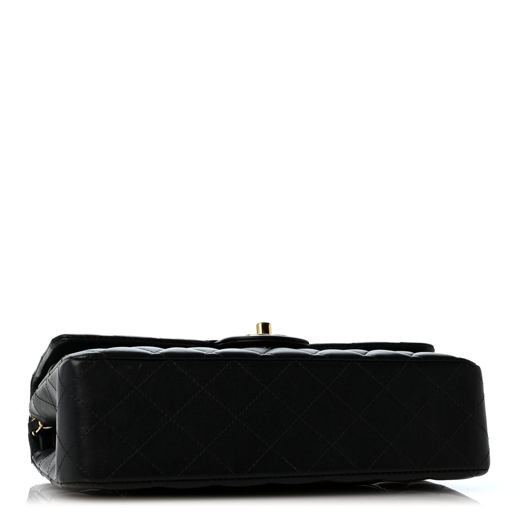 Lambskin Quilted Medium Double Flap Black