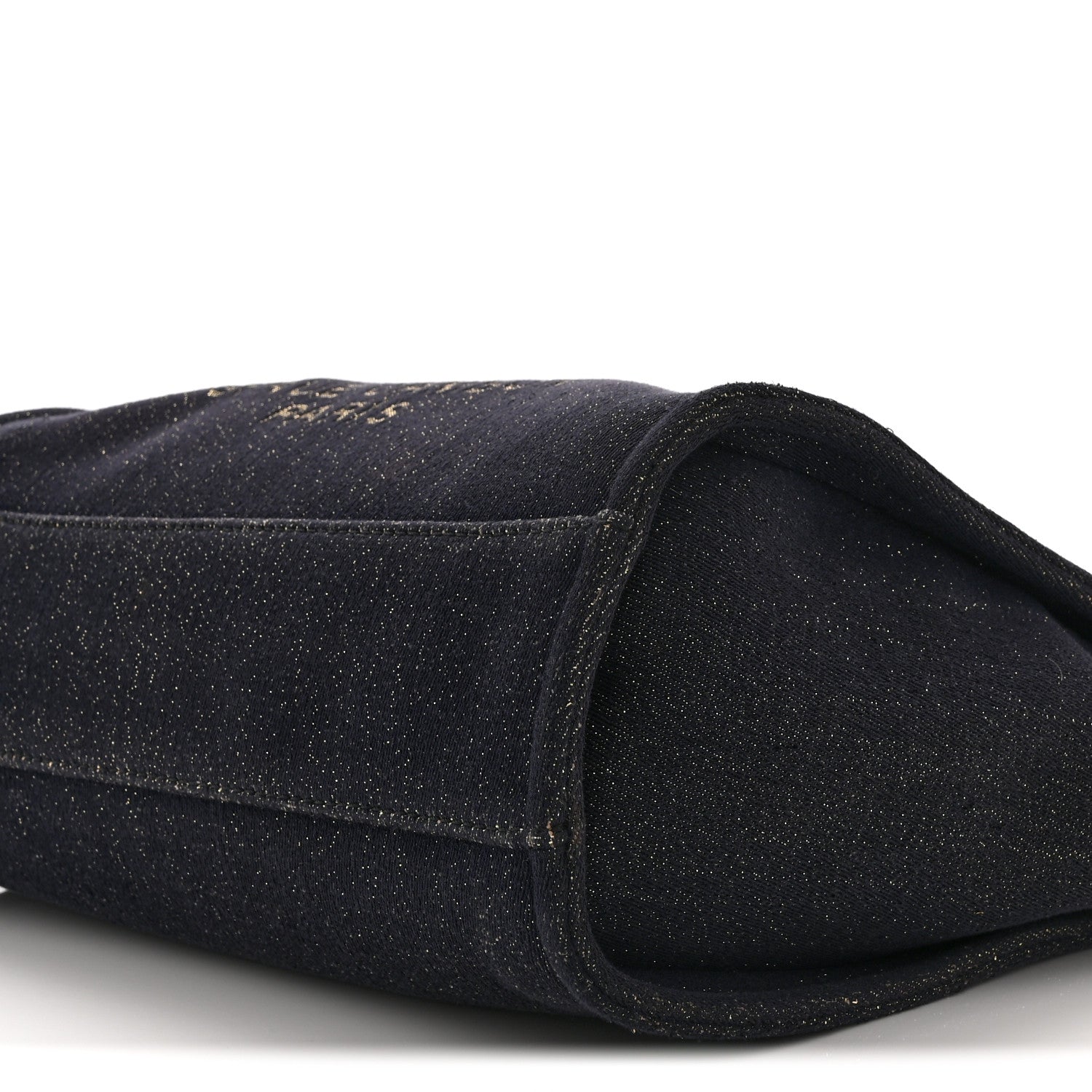 Lurex Canvas Small Deauville Tote Navy Blue Gold