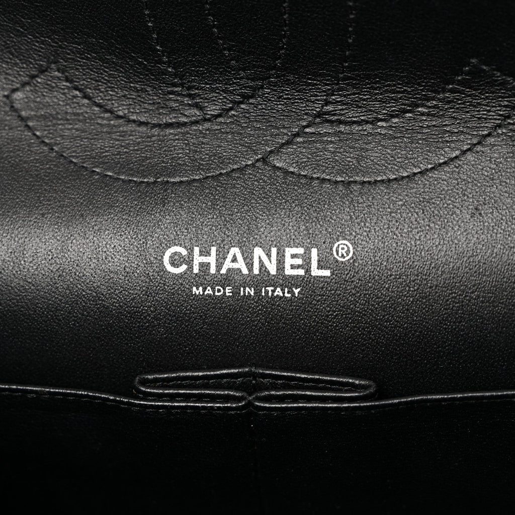 Patent Quilted Jumbo Double Flap Black