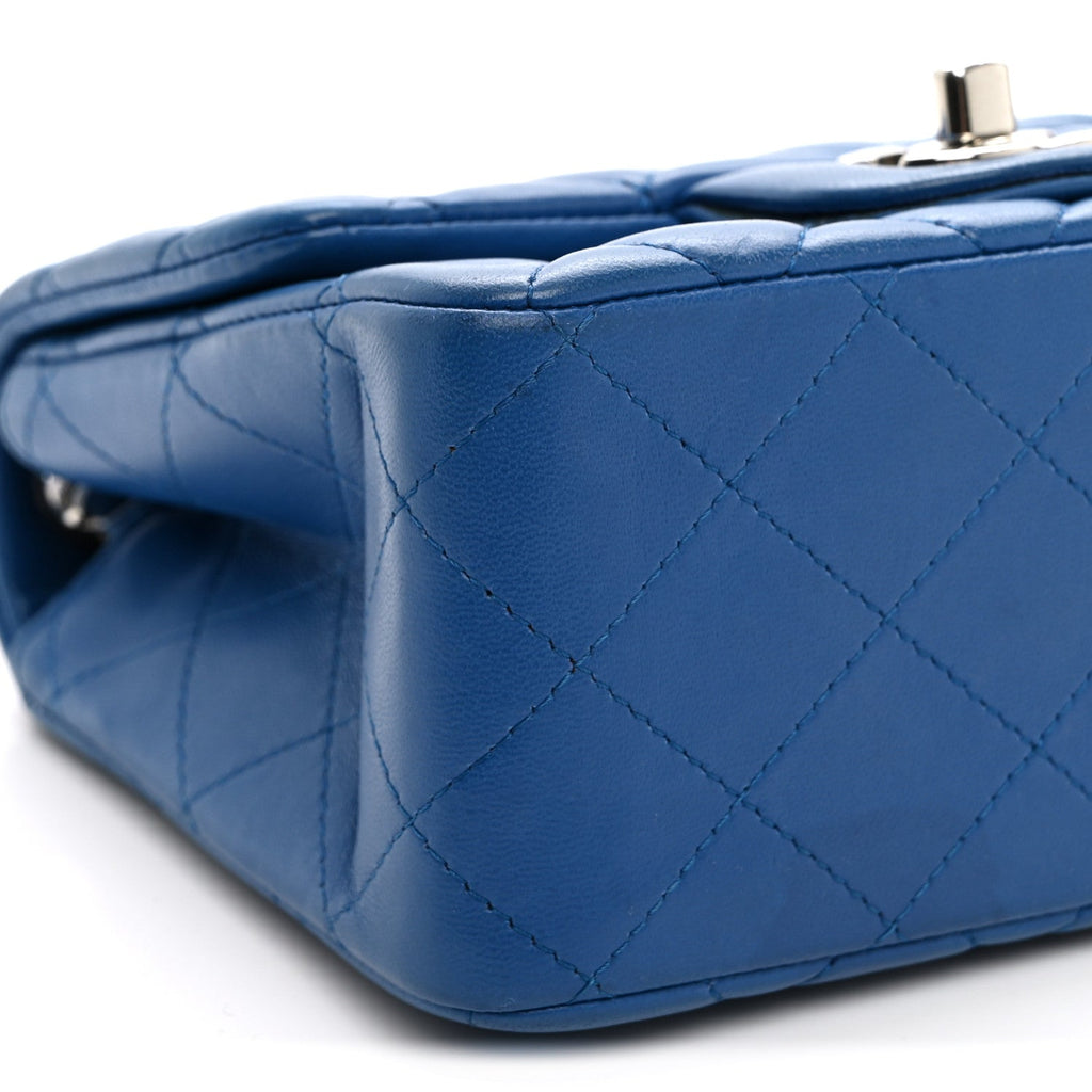 Lambskin Quilted Mini Square Flap Blue