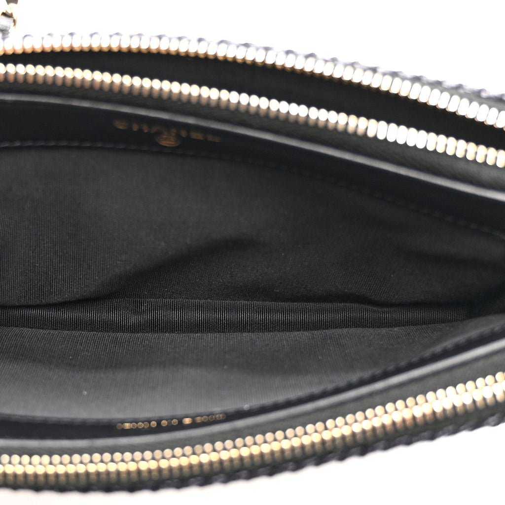 Lurex Straw Small Deauville Clutch With Chain Blue