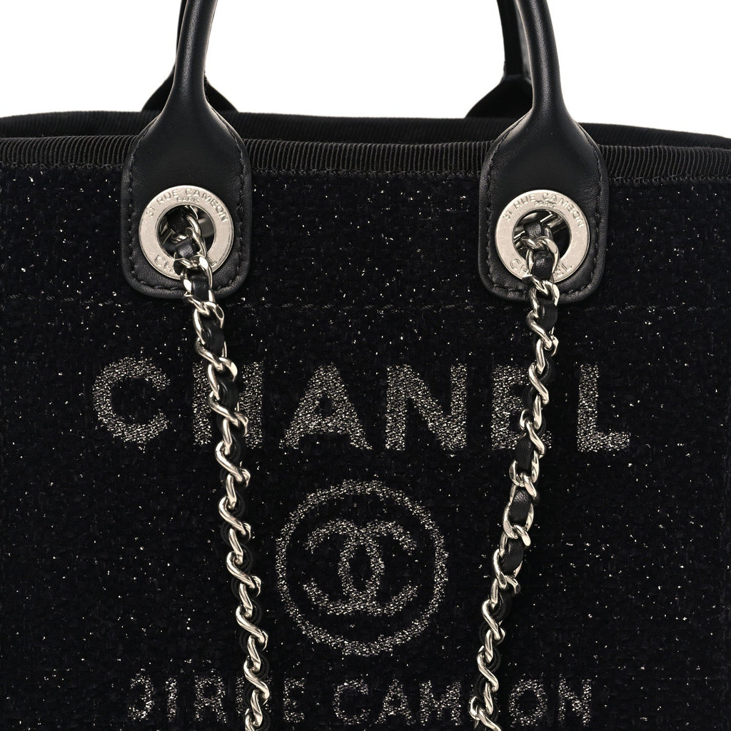 Lurex Canvas Mini Deauville Tote Black