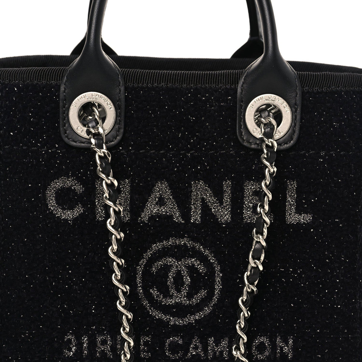 Lurex Canvas Mini Deauville Tote Black