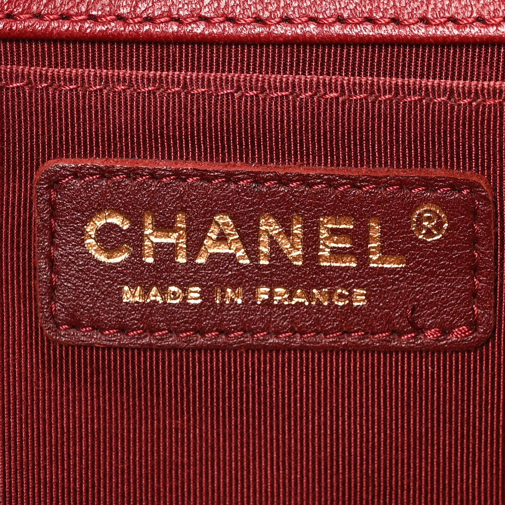 Lambskin Quilted Medium Boy Flap Dark Red