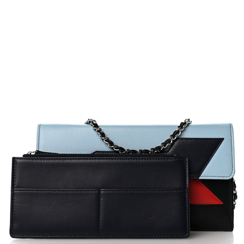 Lambskin Airlines Wallet On Chain WOC Blue Black Red