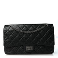 Aged Calfskin Quilted 2.55 Reissue 227 Flap Black