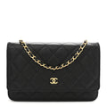Caviar Quilted Wallet on Chain WOC Black