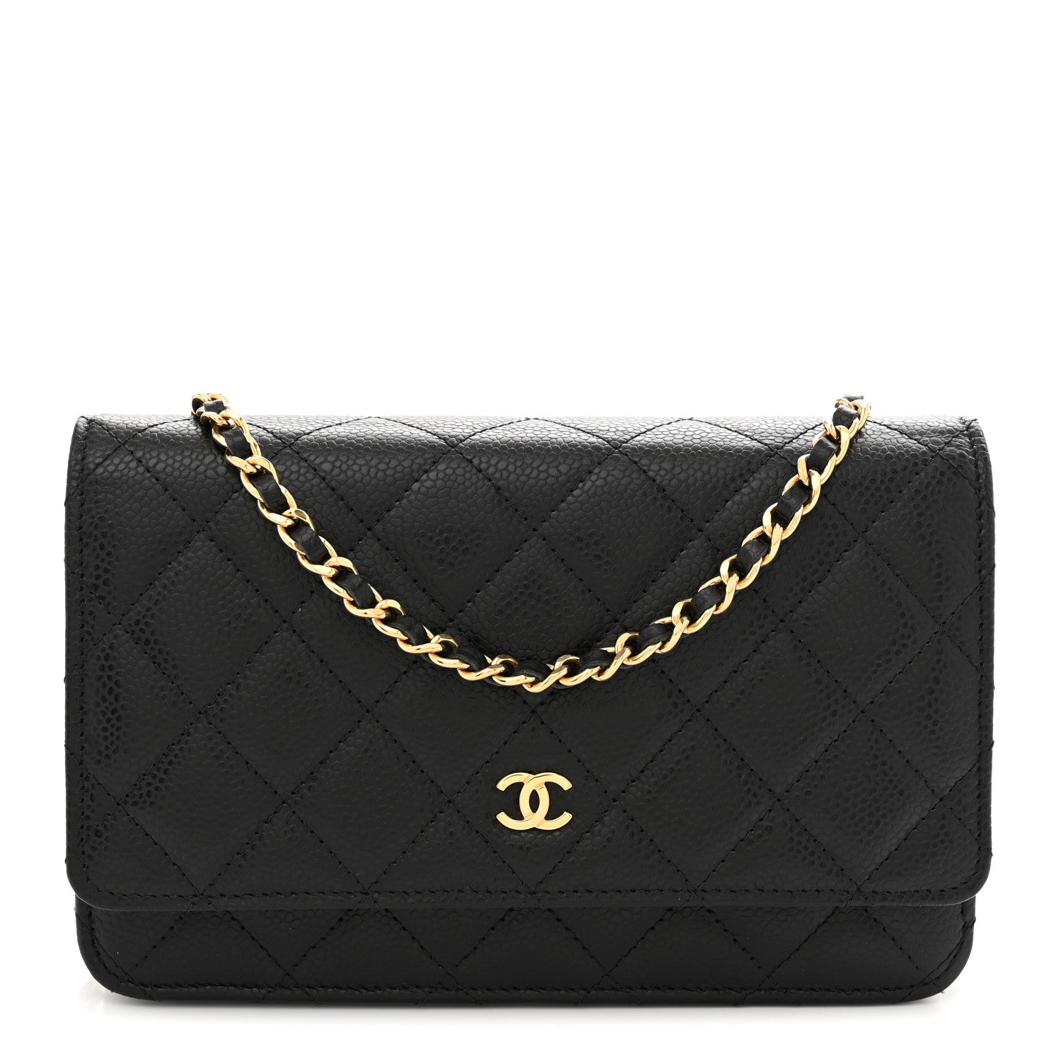 Caviar Quilted Wallet on Chain WOC Black