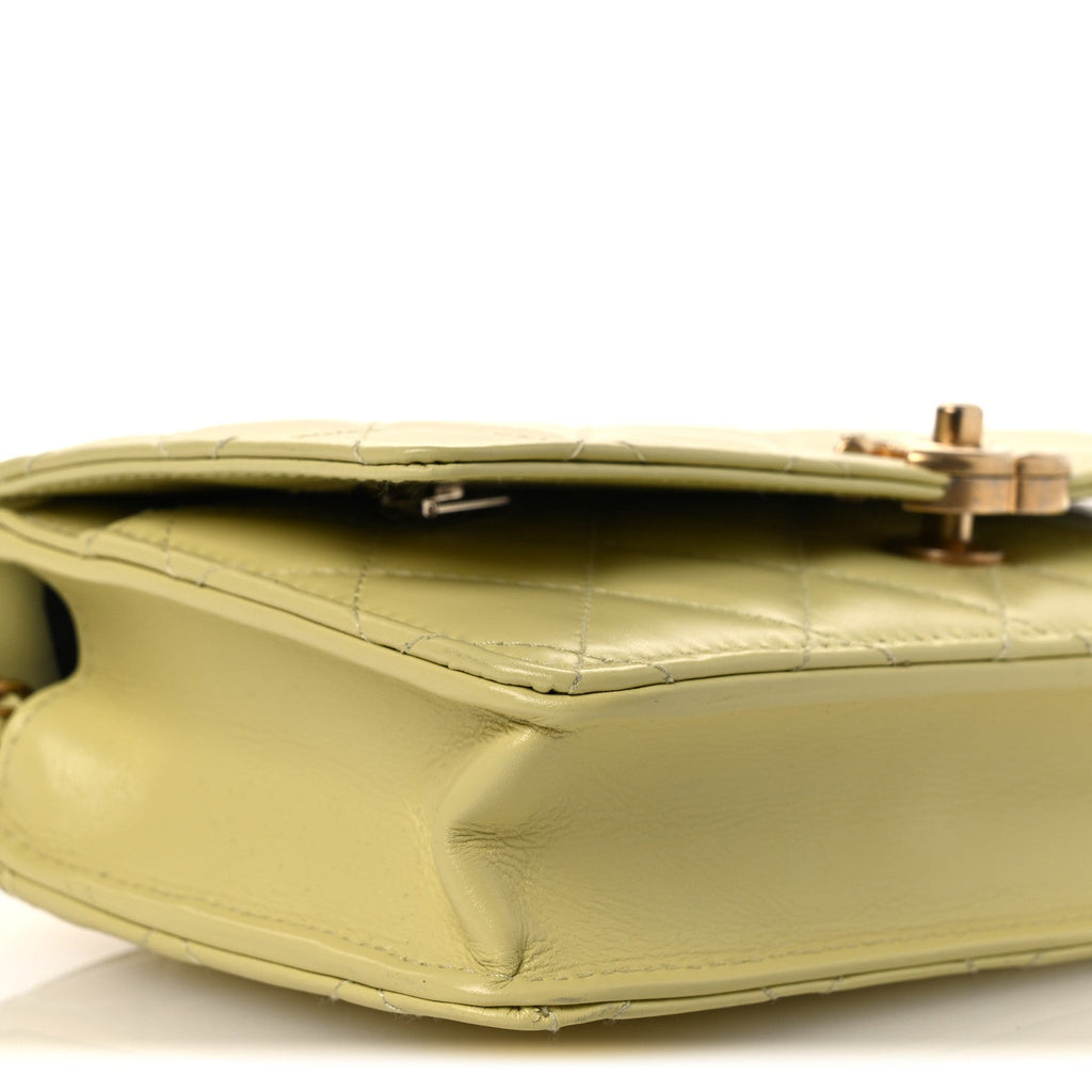 Calfskin Quilted Perfect Fit Wallet On Chain WOC Yellow