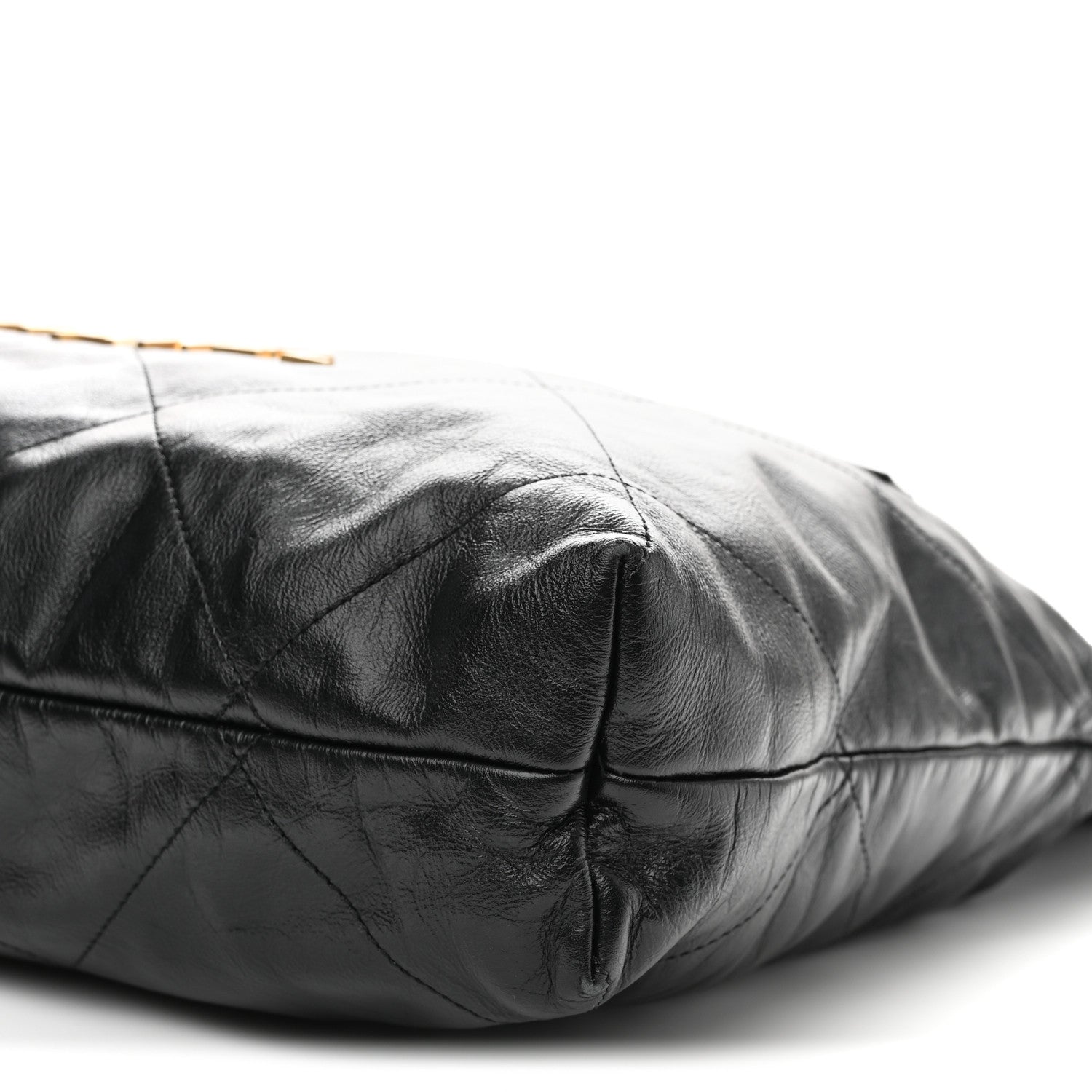 Shiny Calfskin Double Pocket Quilted Chanel 22 Black