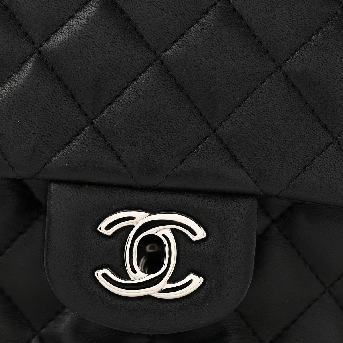 Lambskin Quilted Mini Square Flap Black