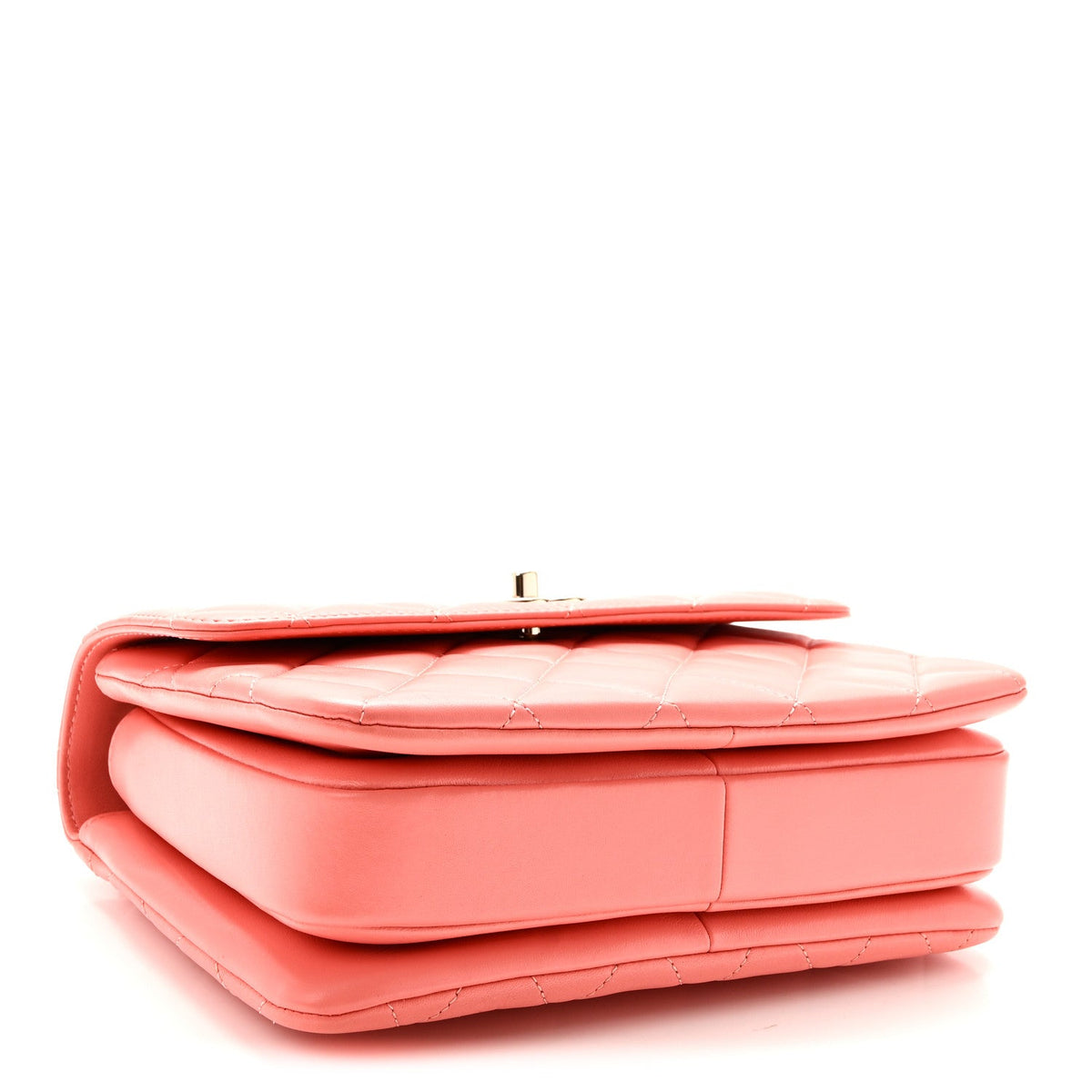 Lambskin Quilted Small Trendy CC Flap Dual Handle Bag Coral