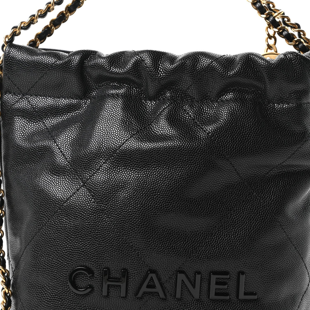 Shiny Caviar Quilted Monochrome Mini Chanel 22 Black