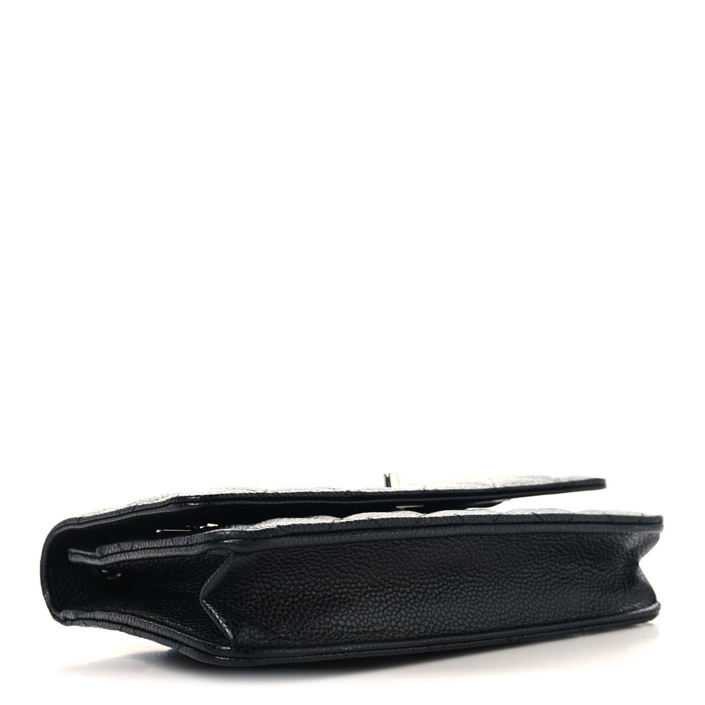Caviar Quilted CC Turnlock Wallet On Chain WOC Black