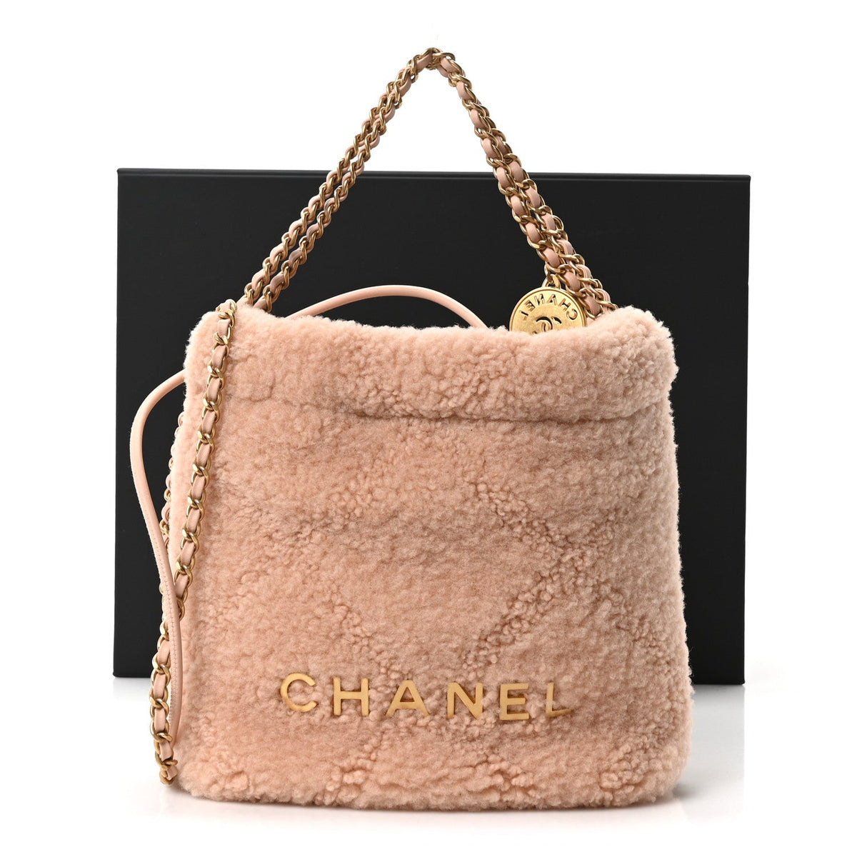 Shearling Quilted Mini Chanel 22 Light Pink