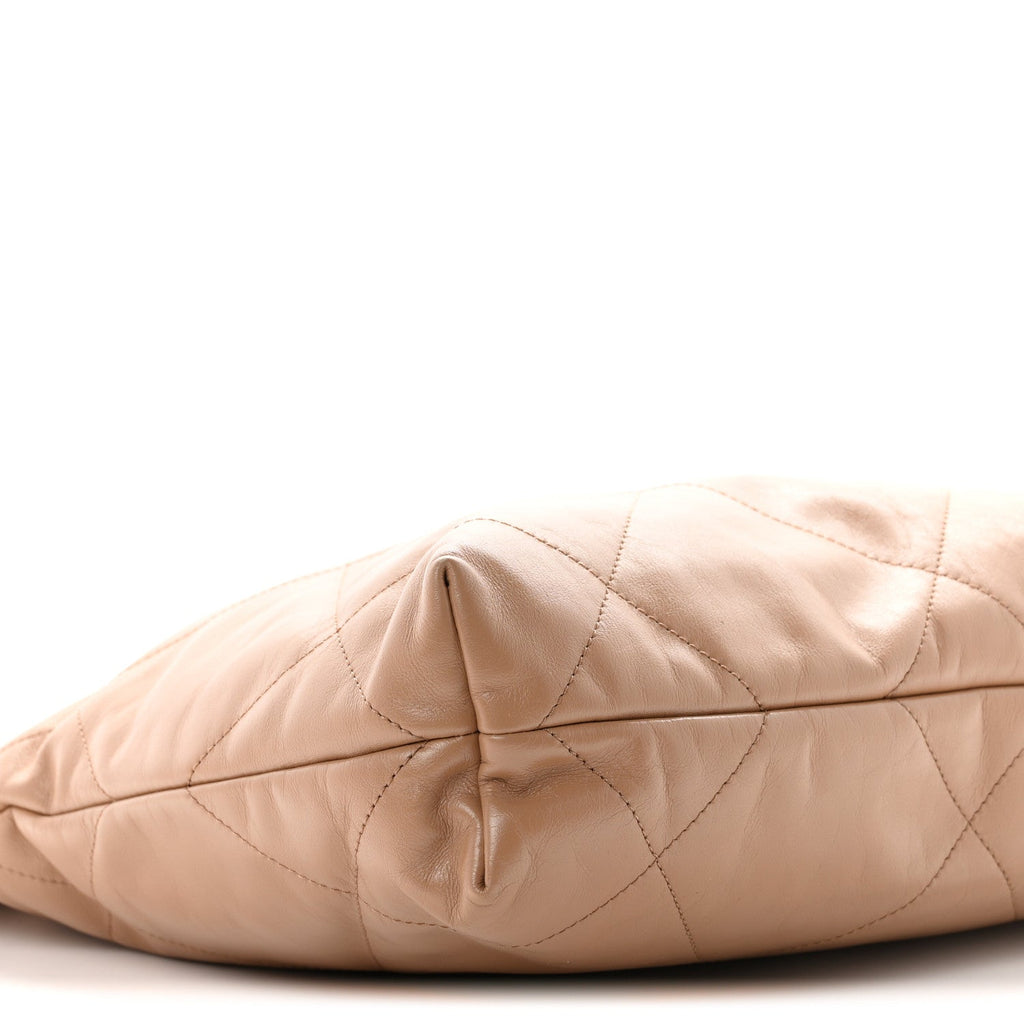 Shiny Calfskin Quilted Small Chanel 22 Beige
