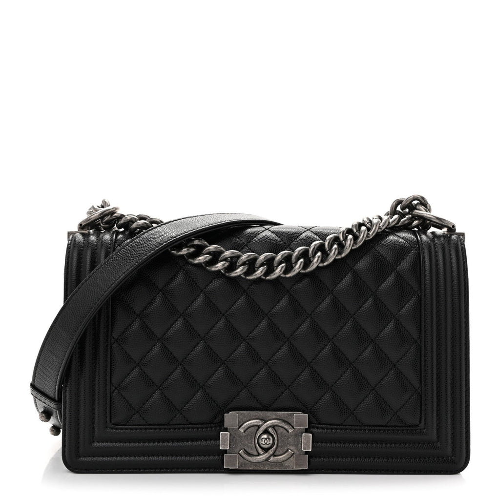 Caviar Quilted Medium Boy Flap Black