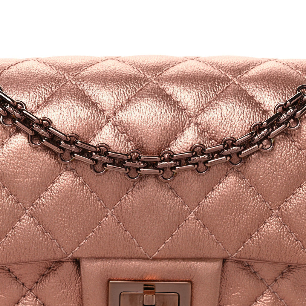 Metallic Grained Calfskin Quilted 2.55 Reissue Mini Flap Copper Pink Copper Pink