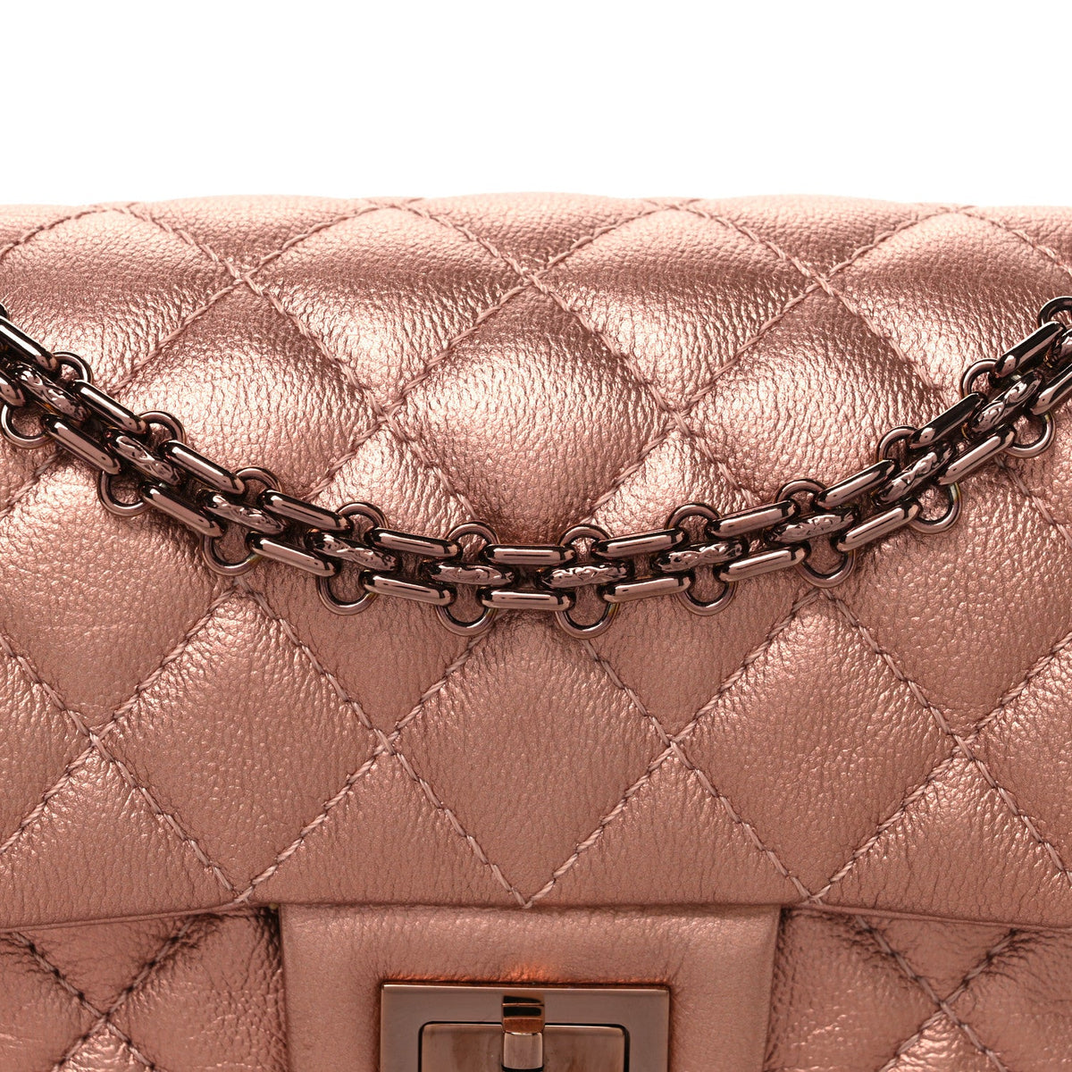 Metallic Grained Calfskin Quilted 2.55 Reissue Mini Flap Copper Pink Copper Pink