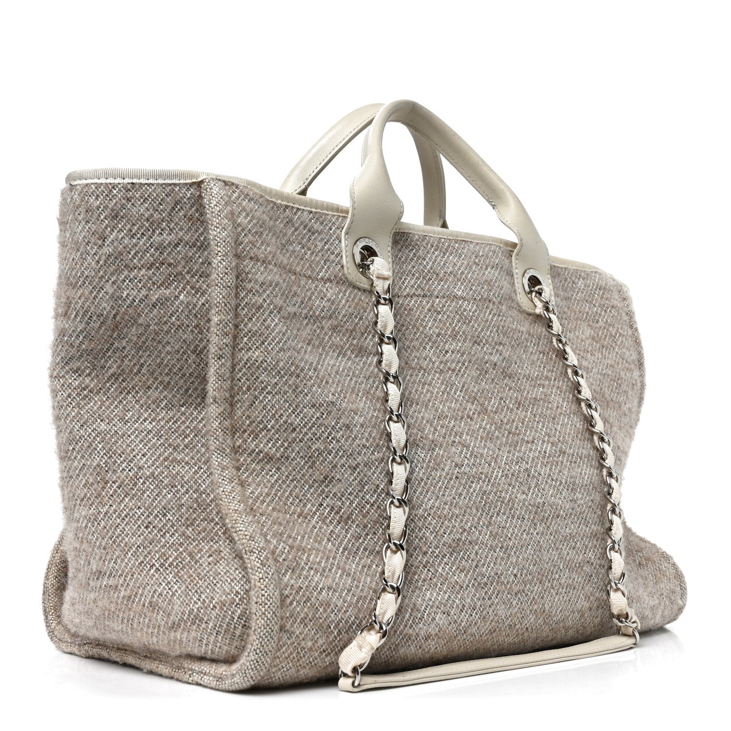 Mixed Fibers Calfskin Medium Deauville Tote Beige
