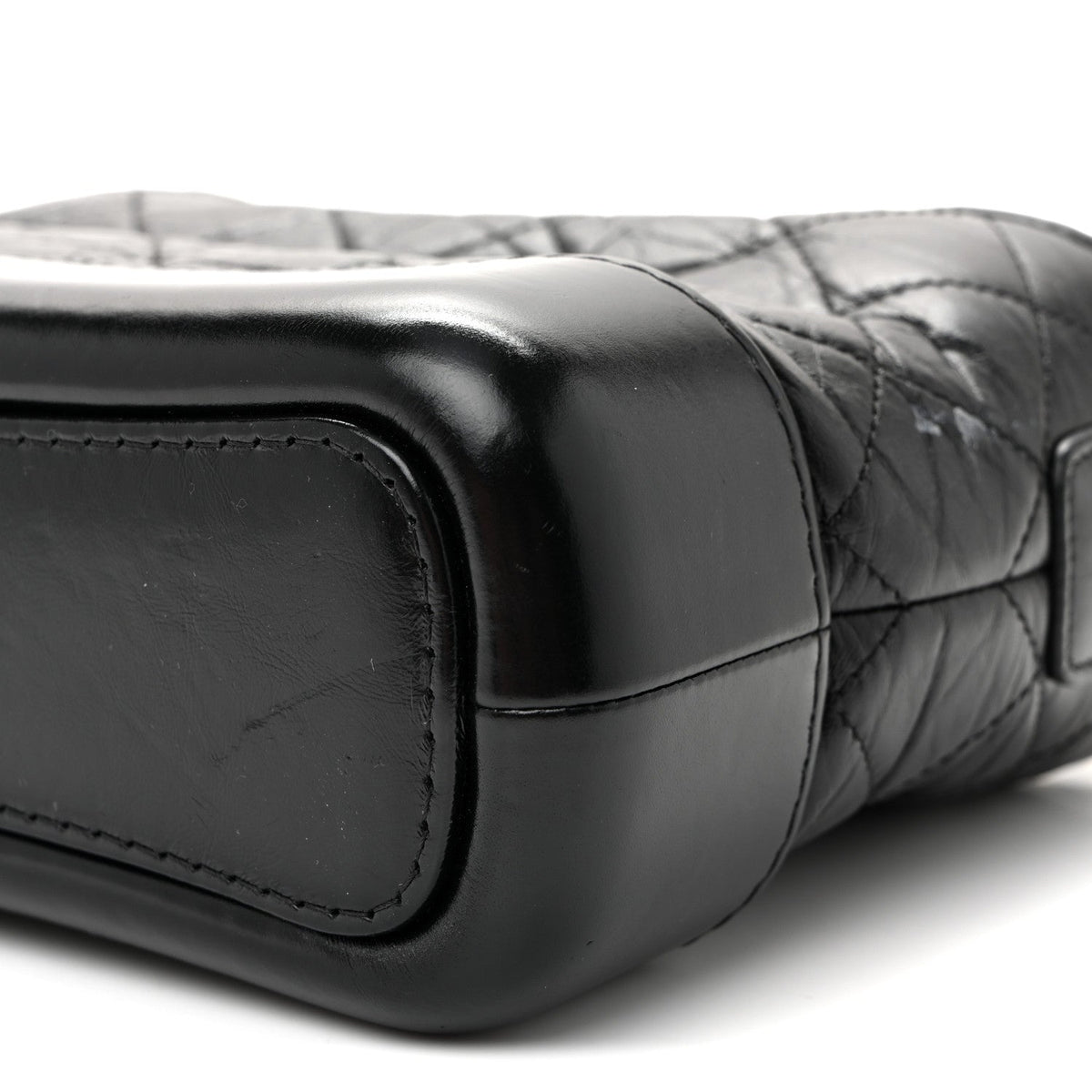 Aged Calfskin Quilted Small Gabrielle Hobo  Black