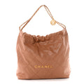 Shiny Calfskin Quilted Chanel 22 Camel