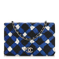 Printed Lambskin Airlines Wallet On Chain WOC White Blue Black