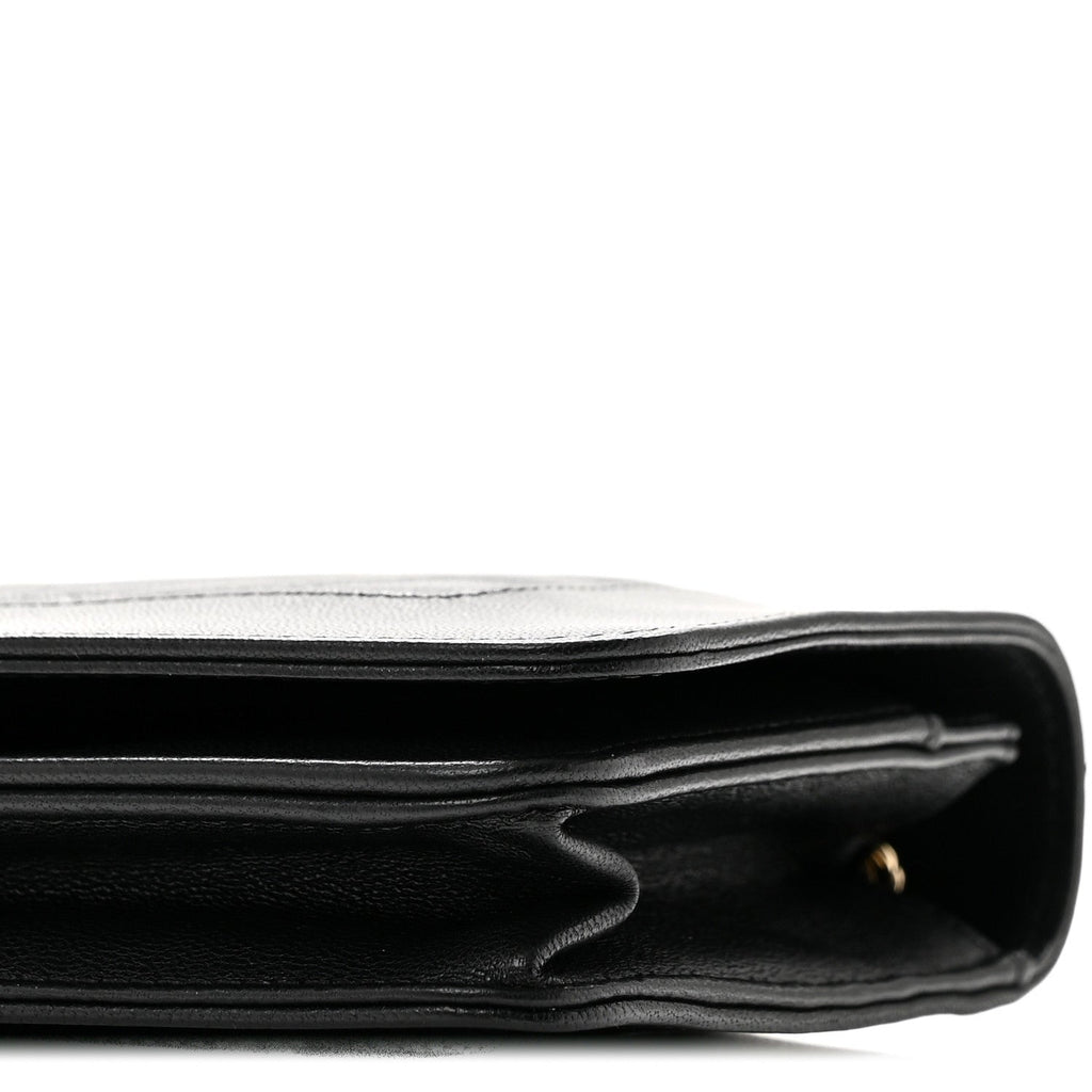 Caviar Sheepskin Chevron Quilted Vintage Mademoiselle Wallet On Chain WOC Black