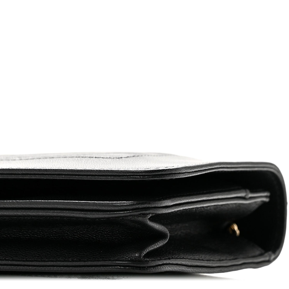 Caviar Sheepskin Chevron Quilted Vintage Mademoiselle Wallet On Chain WOC Black