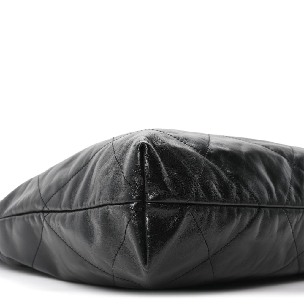 Shiny Calfskin Quilted Monochrome Small Chanel 22 Black