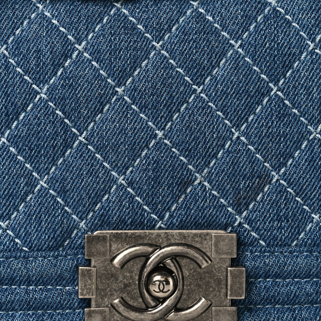 Denim Quilted Small Boy Flap Blue