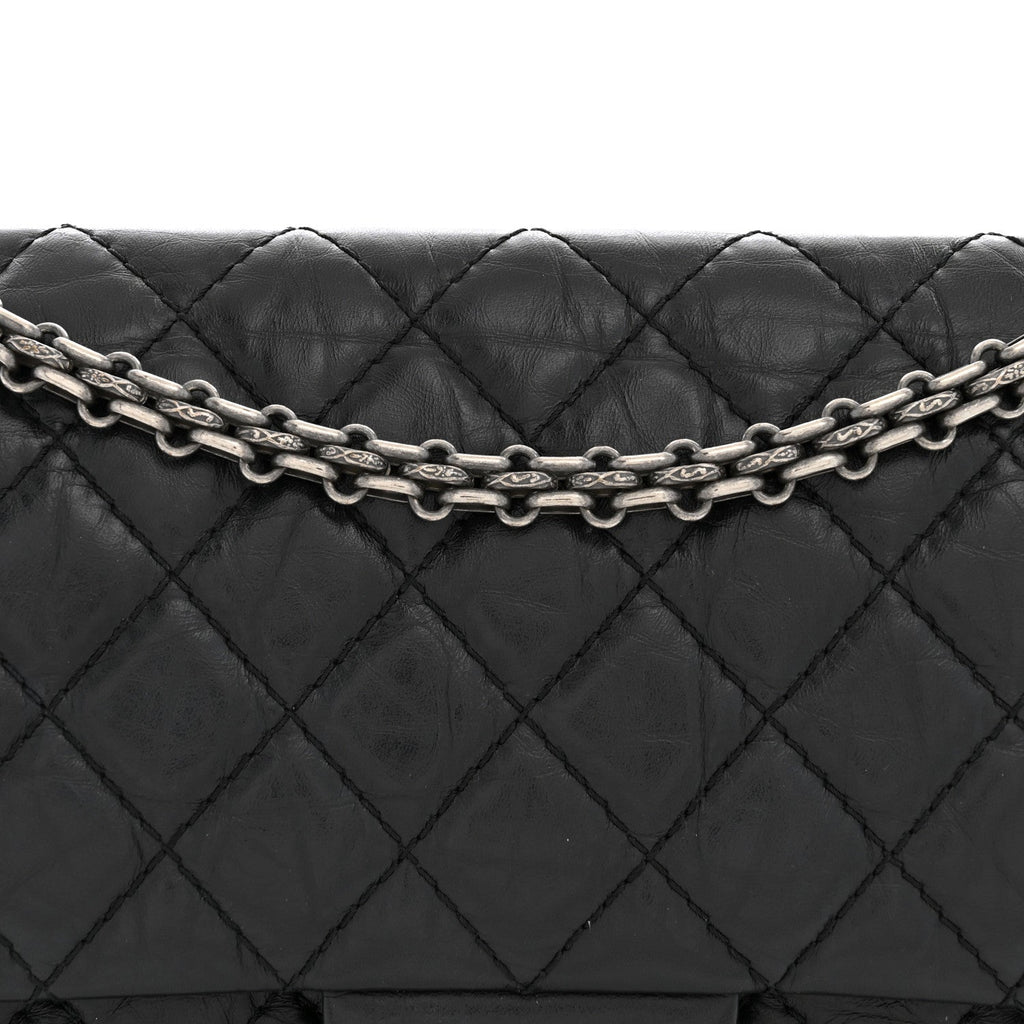 Aged Calfskin Quilted 2.55 Reissue 225 Flap Black