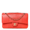Snakeskin Medium Double Flap Red