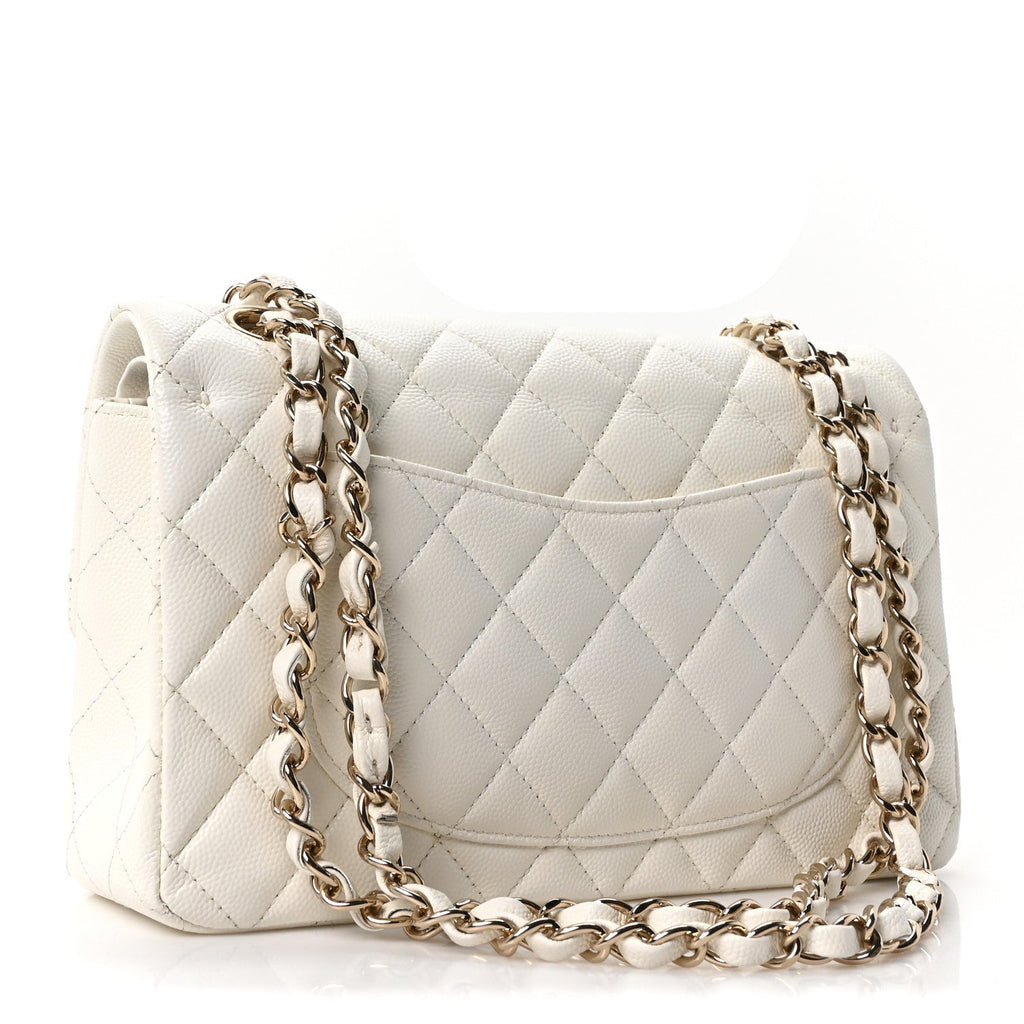 Caviar Quilted Small Double Flap White