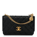 Lambskin Quilted Sweetheart Wallet On Chain WOC Black
