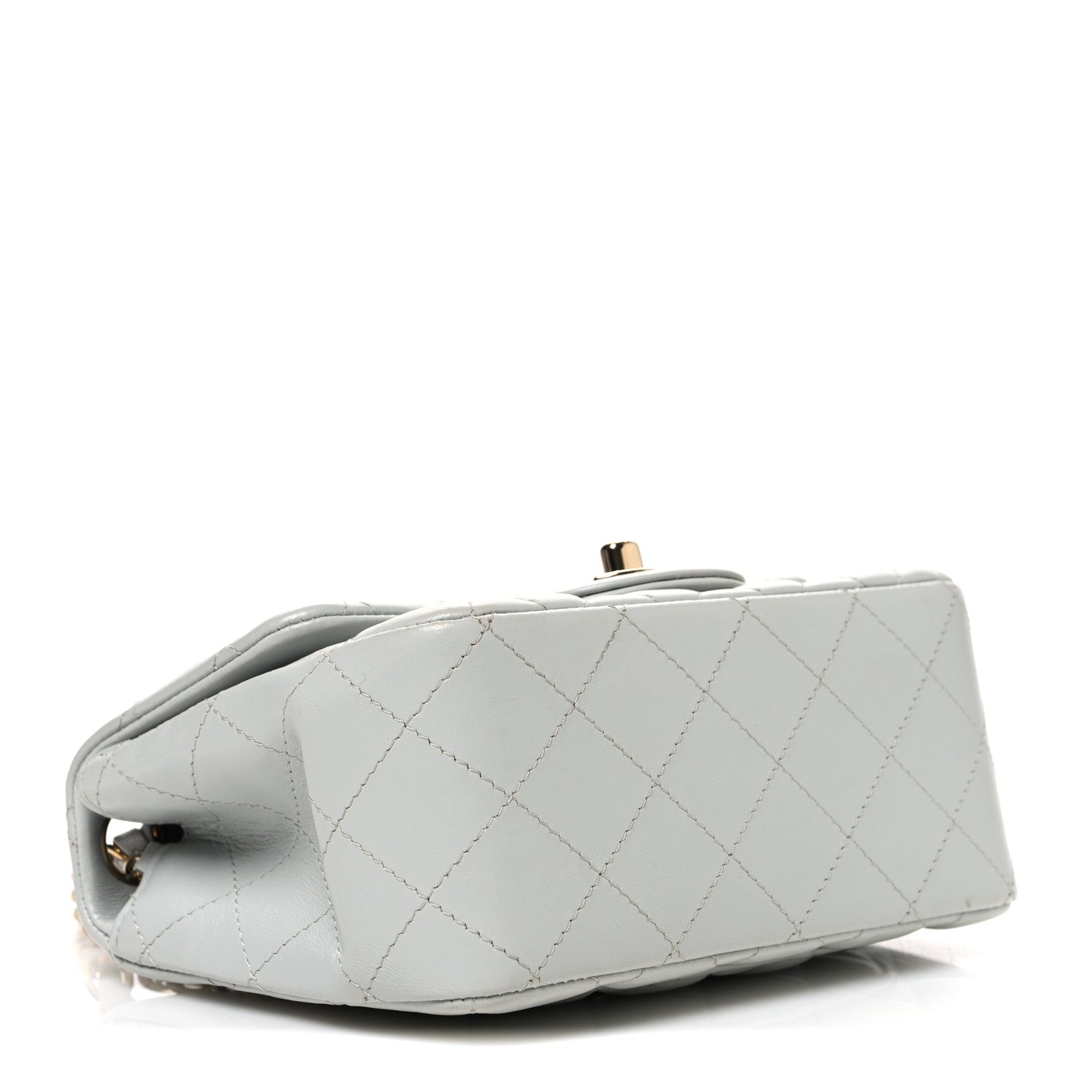 Lambskin Quilted Mini Square Flap Light Grey