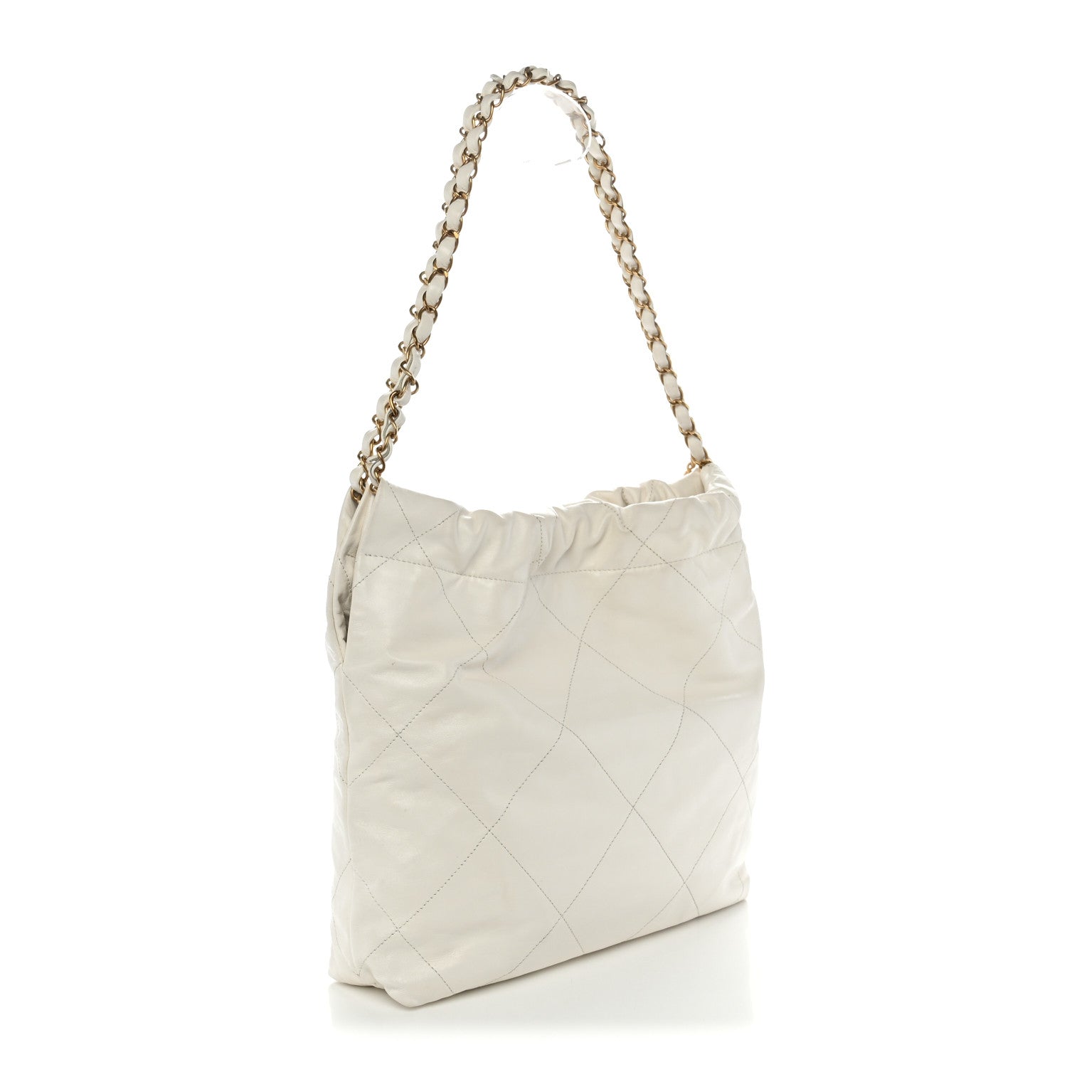 Shiny Calfskin Quilted Small Chanel 22 White
