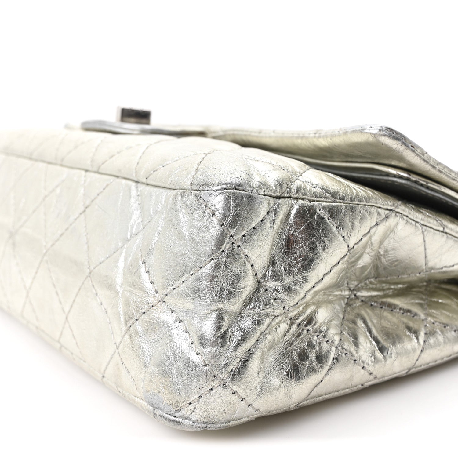 Metallic Aged Calfskin Quilted 2.55 Reissue 227 Flap Silver