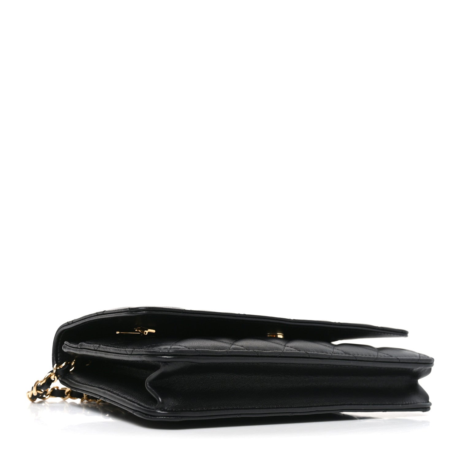 Lambskin Quilted Wallet On Chain WOC Black