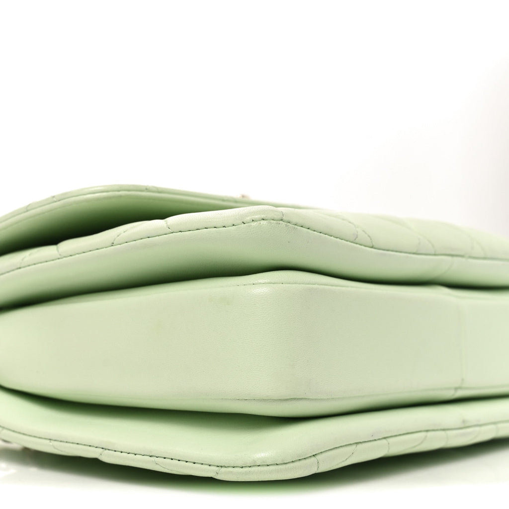Lambskin Quilted Small Trendy CC Flap Dual Handle Bag Light Green