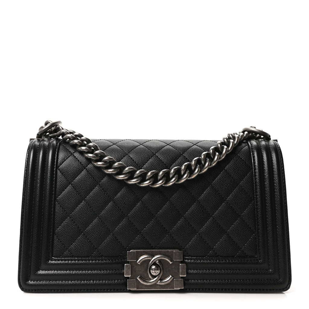 Caviar Quilted Medium Boy Flap Black