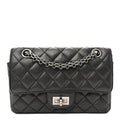 Goatskin Quilted 2.55 Reissue Mini Flap  Dark Silver